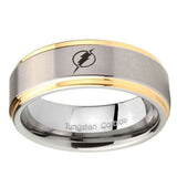 5, 8mm Flash Step Edge Gold and Gray Custom Engraved Ring
