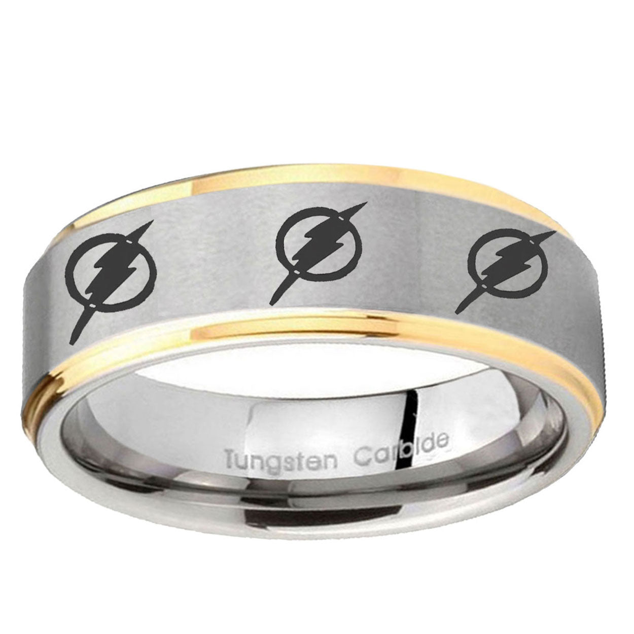 5mm Multiple Flash Step Edge Gold Gray Ring Silver Wedding