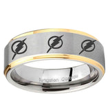 5, 8mm Multiple Flash Step Edge Gold and Gray Ring Silver Wedding