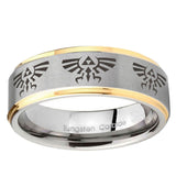 5, 8mm Multiple Zelda Skyward Sword Step Edge Gold 2 Tone Tungsten Ring
