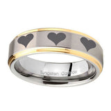 10mm-Multiple-Heart-Step-Edges-Gold-2-Tone-Tungsten-Carbide-Men's-Band-Ring