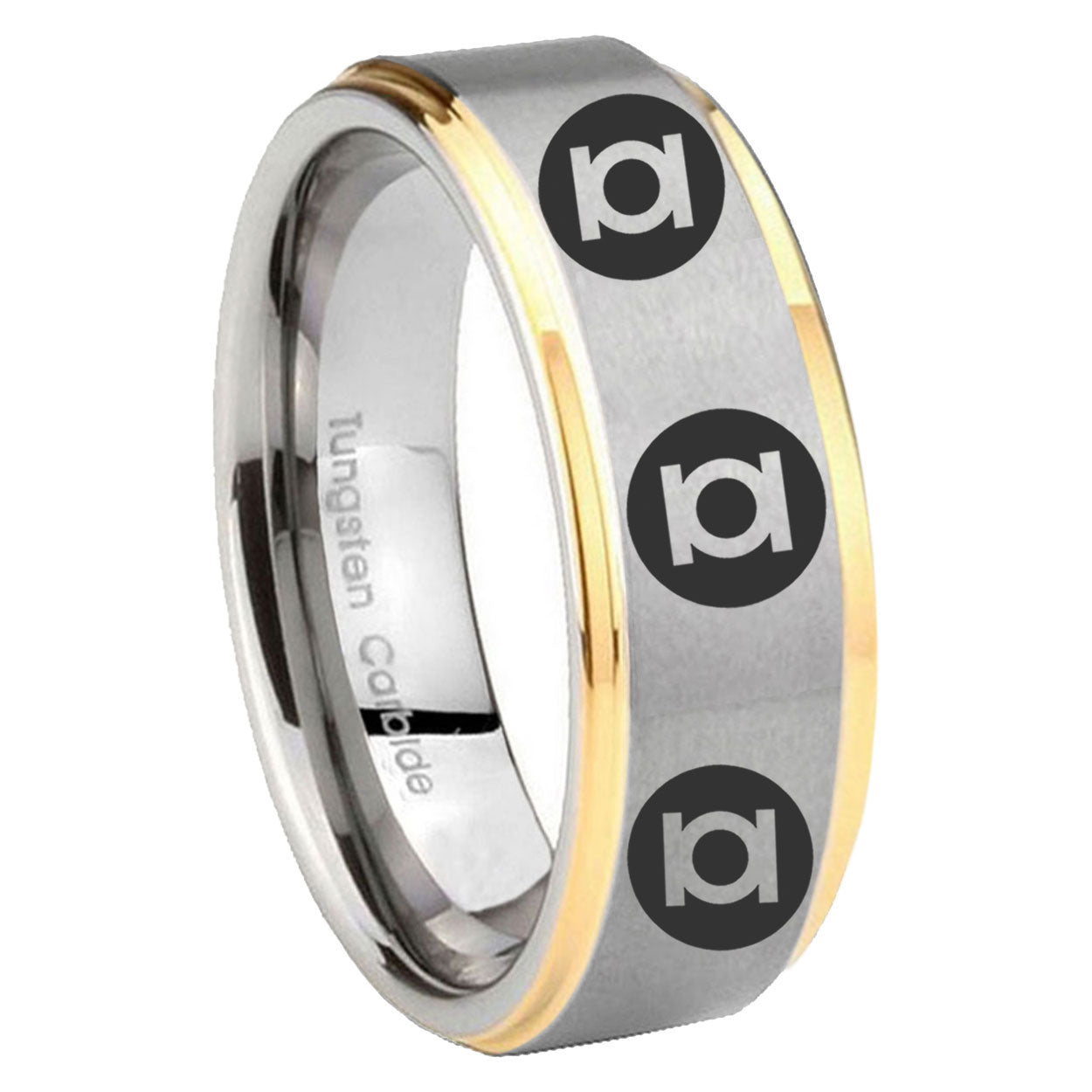 8mm Multiple Green Lantern Step Edge Gold Gray Best Man Gift