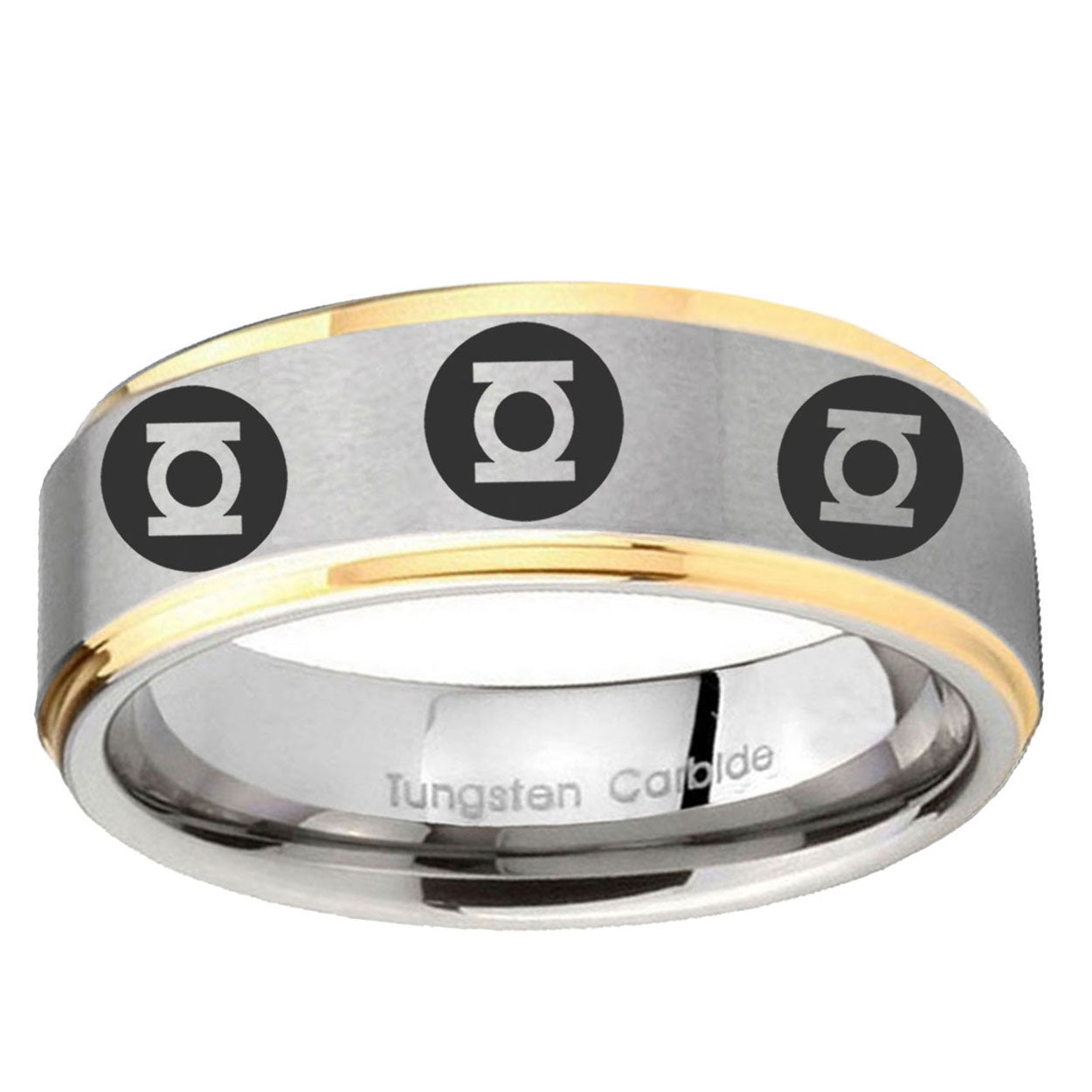 5mm Multiple Green Lantern Step Edge Gold Gray Best Man Gift