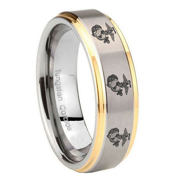 8mm-Multiple-Marine-Step-Edges-Gold-2-Tone-Tungsten-Carbide-Anniversary-Ring