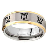 10mm-Transformers-Autobot-Decepticon-Step-Edges-Gold-2-Tone-Tungsten-Mens-Bands-Ring