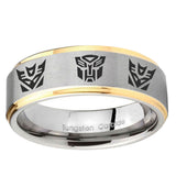 10mm Transformers Autobot Decepticon Step Edge Gold 2 ToneTungsten Ring