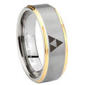 10mm Zelda Triforce Step Edges Gold 2 Tone Tungsten Carbide Men's Wedding Ring