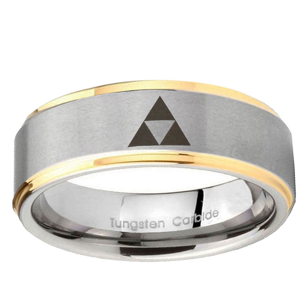 5mm Zelda Triforce Step Edges Gold 2 Tone Tungsten Ring