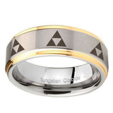 8mm-Multiple-Zelda-Triforce-Step-Edges-Gold-2-Tone-Tungsten-Promise-Ring
