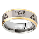 10mm-Legend-of-Zelda-Step-Edges-Gold-2-Tone-Tungsten-Carbide-Mens-Promise-Ring