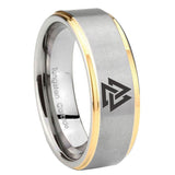 8mm Viking Symbol Step Edge Gold and Gray Cobalt Ring