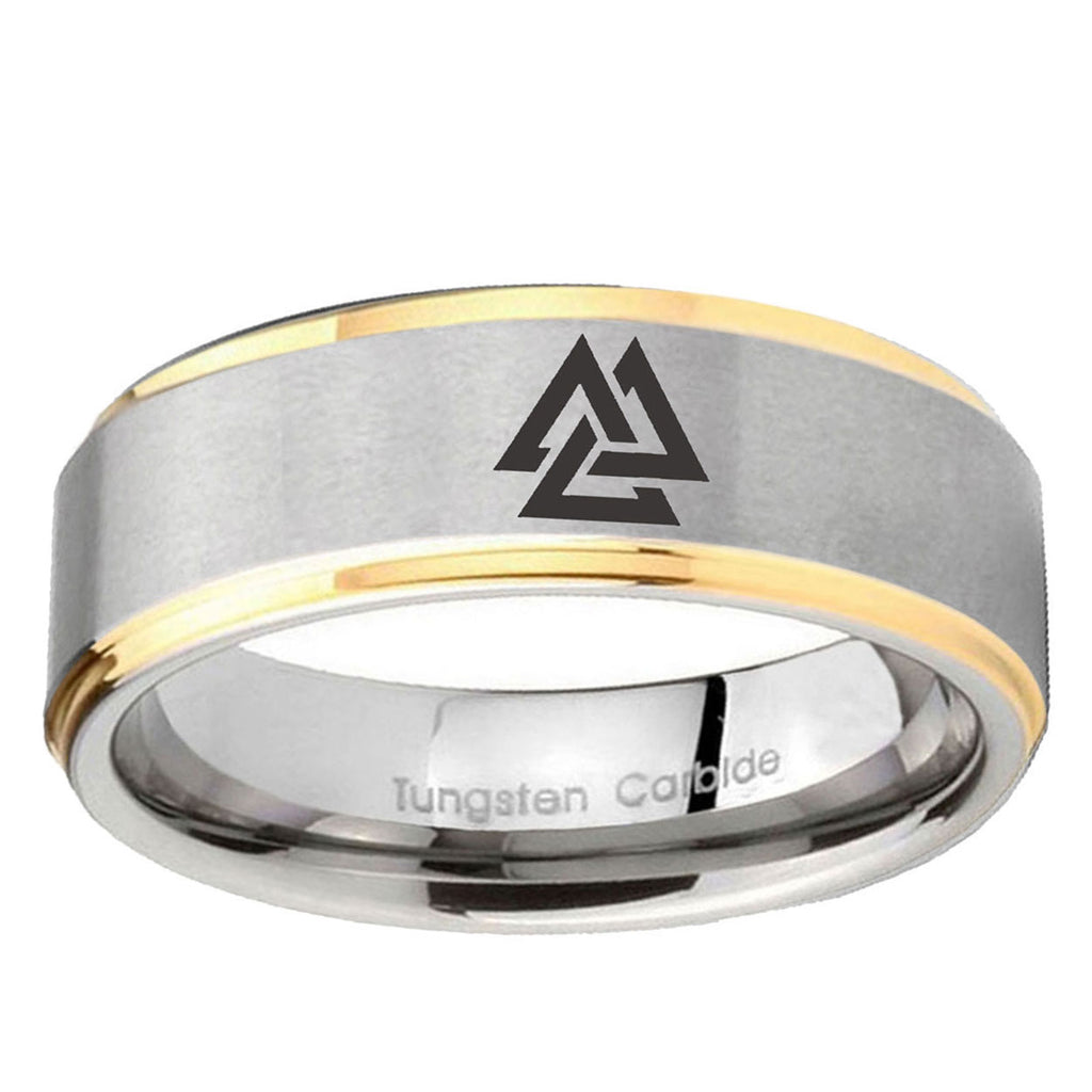 5mm Viking Symbol Step Edge Gold and Gray Cobalt Ring