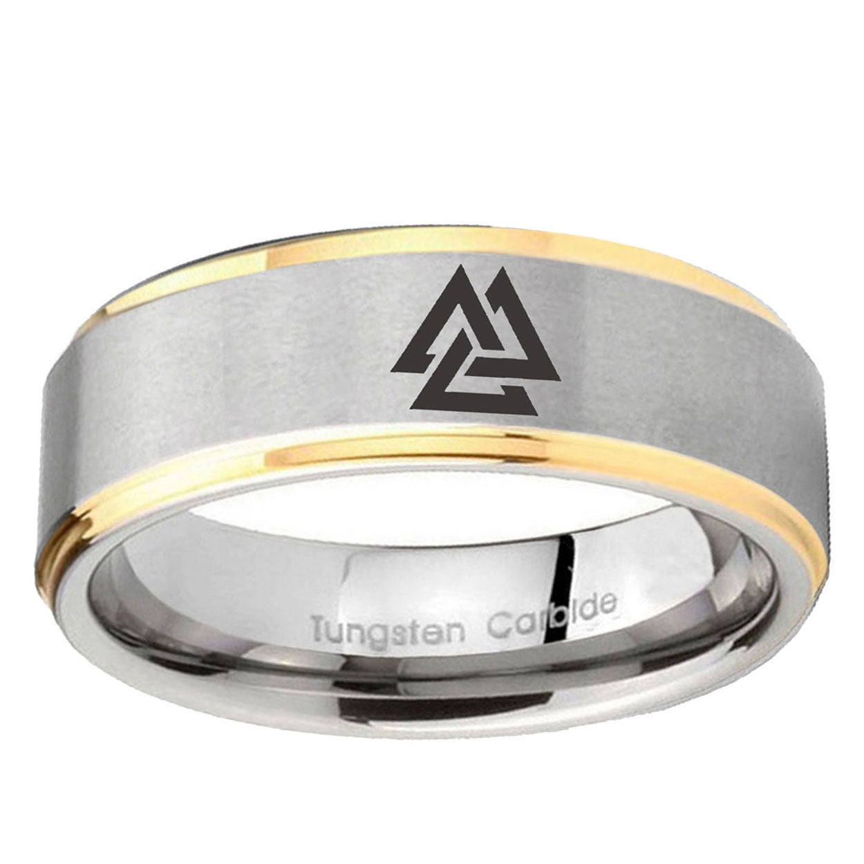 5mm Viking Symbol Step Edge Gold and Gray Cobalt Ring