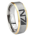 10mm N7 Design Step Edges Gold 2 Tone Tungsten Carbide Bands Ring