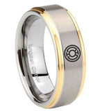 8mm Blue Lantern Step Edge Gold and Gray Custom Tungsten Ring