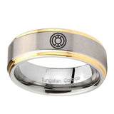 5, 8mm Blue Lantern Step Edge Gold and Gray Custom Tungsten Ring
