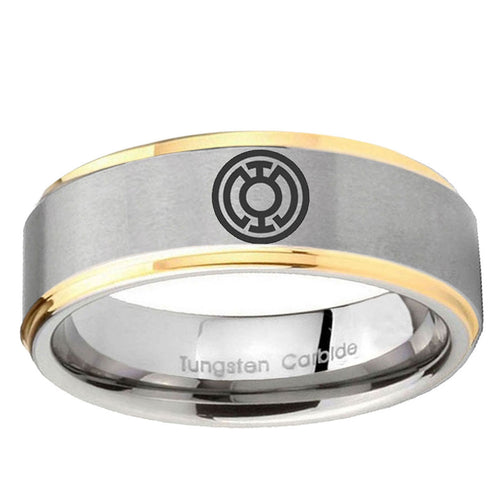 5mm Blue Lantern Step Edge Gold Gray Custom Tungsten Ring