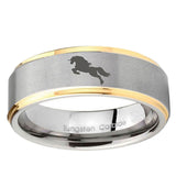 10mm Horse Step Edge Gold 2 Tone Tungsten Ring