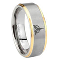 10mm Klingon Step Edges Gold 2 Tone Tungsten Carbide Mens Ring Engraved