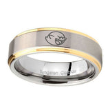 10mm-Mario-Boo-Ghost-Step-Edges-Gold-2-Tone-Tungsten-Carbide-Men's-Wedding-Band