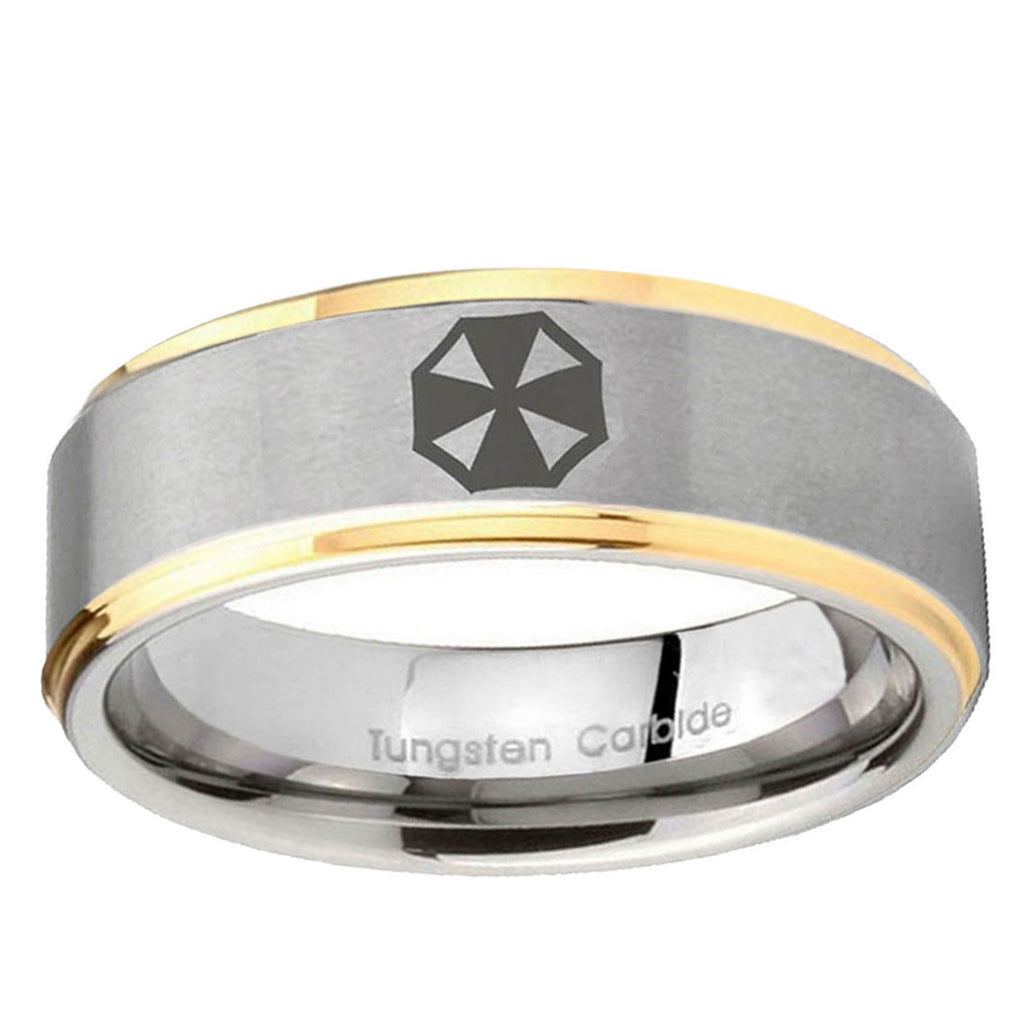10mm Resident Evil Step Edge Gold 2 Tone Tungsten Ring
