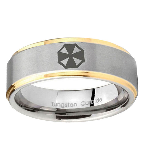 10mm Resident Evil Step Edge Gold 2 Tone Tungsten Ring