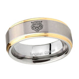 10mm-Lion-Step-Edges-Gold-2-Tone-Tungsten-Carbide-Bands-Ring