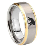10mm-Chimpanzee-Step-Edges-Gold-2-Tone-Tungsten-Carbide-Bands-Ring