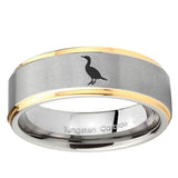 10mm Cormorant Step Edge Gold 2 Tone Tungsten Ring