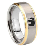 10mm-Elephant-Step-Edges-Gold-2-Tone-Tungsten-Carbide-Bands-Ring