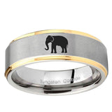 10mm Elephant Step Edge Gold 2 Tone Tungsten Ring