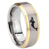 10mm-Keller-Whale-Step-Edges-Gold-2-Tone-Tungsten-Carbide-Bands-Ring