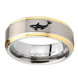 10mm-Keller-Whale-Step-Edges-Gold-2-Tone-Tungsten-Carbide-Bands-Ring