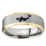 10mm Keller Whale Step Edge Gold 2 Tone Tungsten Ring