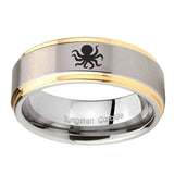 10mm-Octopus-Step-Edges-Gold-2-Tone-Tungsten-Carbide-Bands-Ring