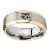 10mm-Raccoon-Animal-Step-Edges-Gold-2-Tone-Tungsten-Carbide-Bands-Ring