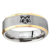 10mm Raccoon Animal Step Edge Gold 2 Tone Tungsten Ring