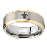 5, 8mm Sea Turtle Step Edge Gold and Gray Best Man Gift