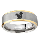 10mm Squirrel Step Edge Gold 2 Tone Tungsten Ring