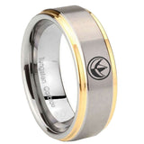 10mm-Green-Ranger-Power-Step-Edges-Gold-2-Tone-Tungsten-Carbide-Bands-Ring