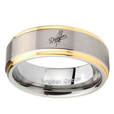 8mm-LA-Dogers-MLB-Baseball-Step-Edges-Gold-2-Tone-Tungsten-Mens-Engagement-Band
