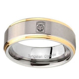 8mm-Army-Airborn-Step-Edges-Gold-2-Tone-Tungsten-Carbide-Men's-Engagement-Band