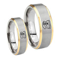 Clone Trooper Step Edges Gold 2 Tone Tungsten Engagement Ring Set