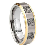 10mm-Multiple-Celtic-Step-Edges-Gold-2-Tone-Tungsten-Men's-Engagement-Ring