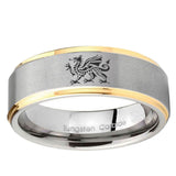 10mm Dragon Step Edge Gold 2 Tone Tungsten Ring