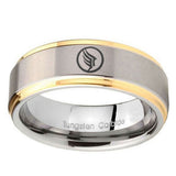 8mm-Step-Edges-Mass-Effect-14K-Gold-IP-Tungsten-2-Tone-Laser-Engraved-Ring