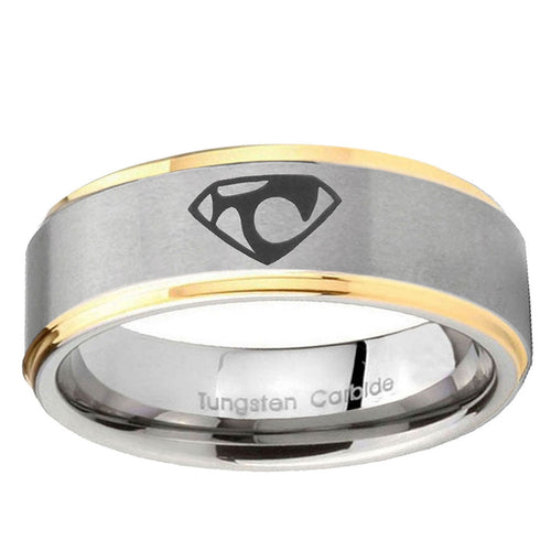 10mm House of Van Step Edge Gold 2 Tone Tungsten Ring