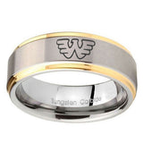 10mm-Waylon-Jennings-Step-Edges-Gold-2-Tone-Tungsten-Carbide-Personalized-Ring