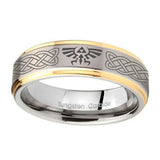10mm-Celtic-Zelda-Step-Edges-Gold-2-Tone-Tungsten-Carbide-Men's-Wedding-Ring