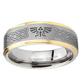 10mm Celtic Zelda Step Edge Gold 2 Tone Tungsten Ring